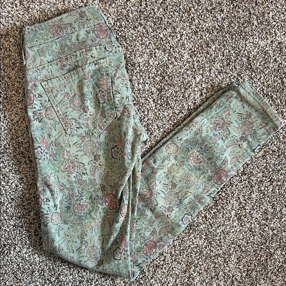 True Religion Chrissy super skinny paisley print jeans size 25